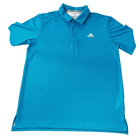 Adidas Men Golf‎ Polo Collared Shirt Sky Rush Blue Logo Athleisure Lightweight M - Picture 1 of 7